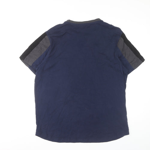 Beck & Hersey Men's Blue Colourblock T-Shirt 2XL