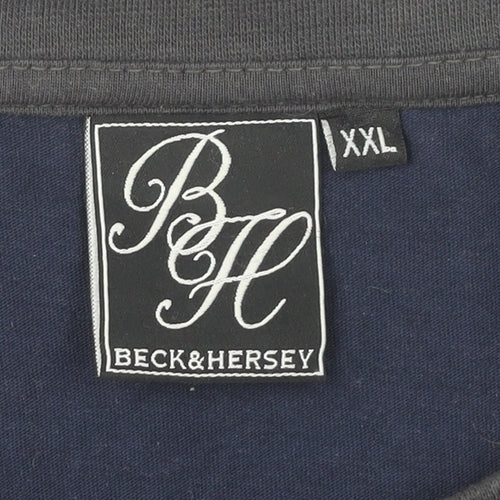 Beck & Hersey Men's Blue Colourblock T-Shirt 2XL