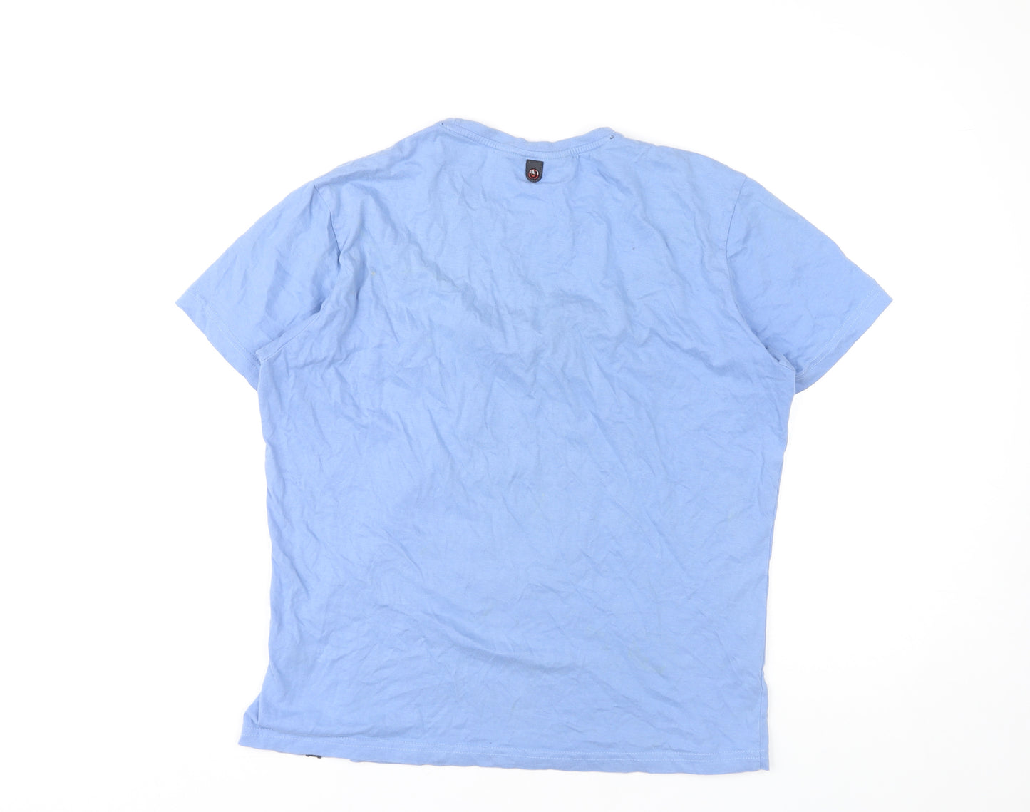 Duck and Cover Men's Blue Graphic T-Shirt Medium