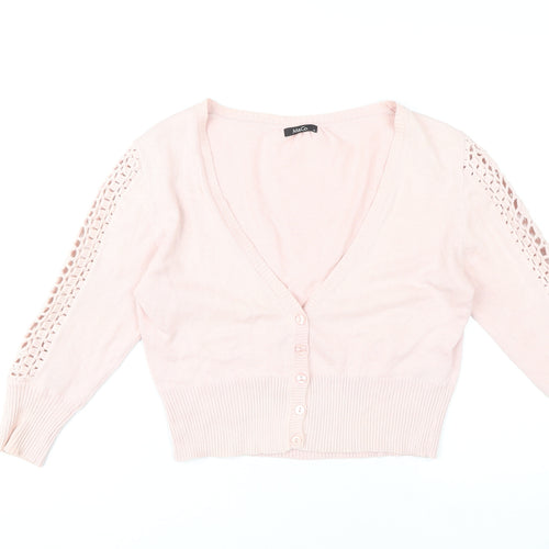 M&Co Women's Pink V-Neck Cardigan Size M