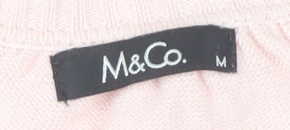 M&Co Women's Pink V-Neck Cardigan Size M