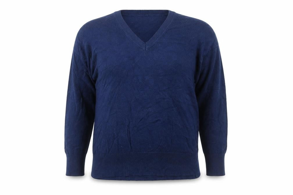 Front view of Capsule Women's Blue V-Neck jumper, size 12/14