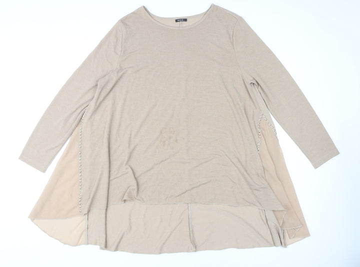 Roman Women's Beige Beaded Long Sleeve Top - Size L
