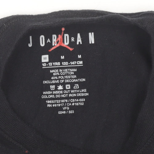 Jordan Boys Black T-Shirt, Size 10-12, Iconic Logo, Casual Wear