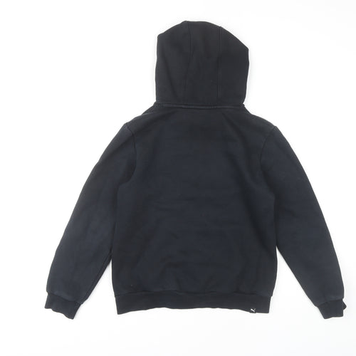 Puma Boys Black Pullover Hoodie 11-12 Years Cotton Blend