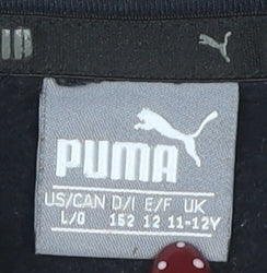 Puma Boys Black Pullover Hoodie 11-12 Years Cotton Blend