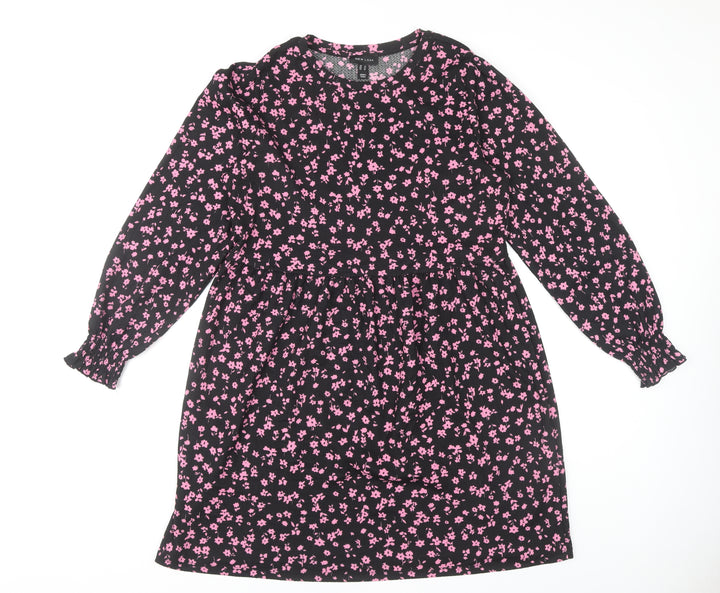 New Look Women's Black Floral Long Sleeve Dress