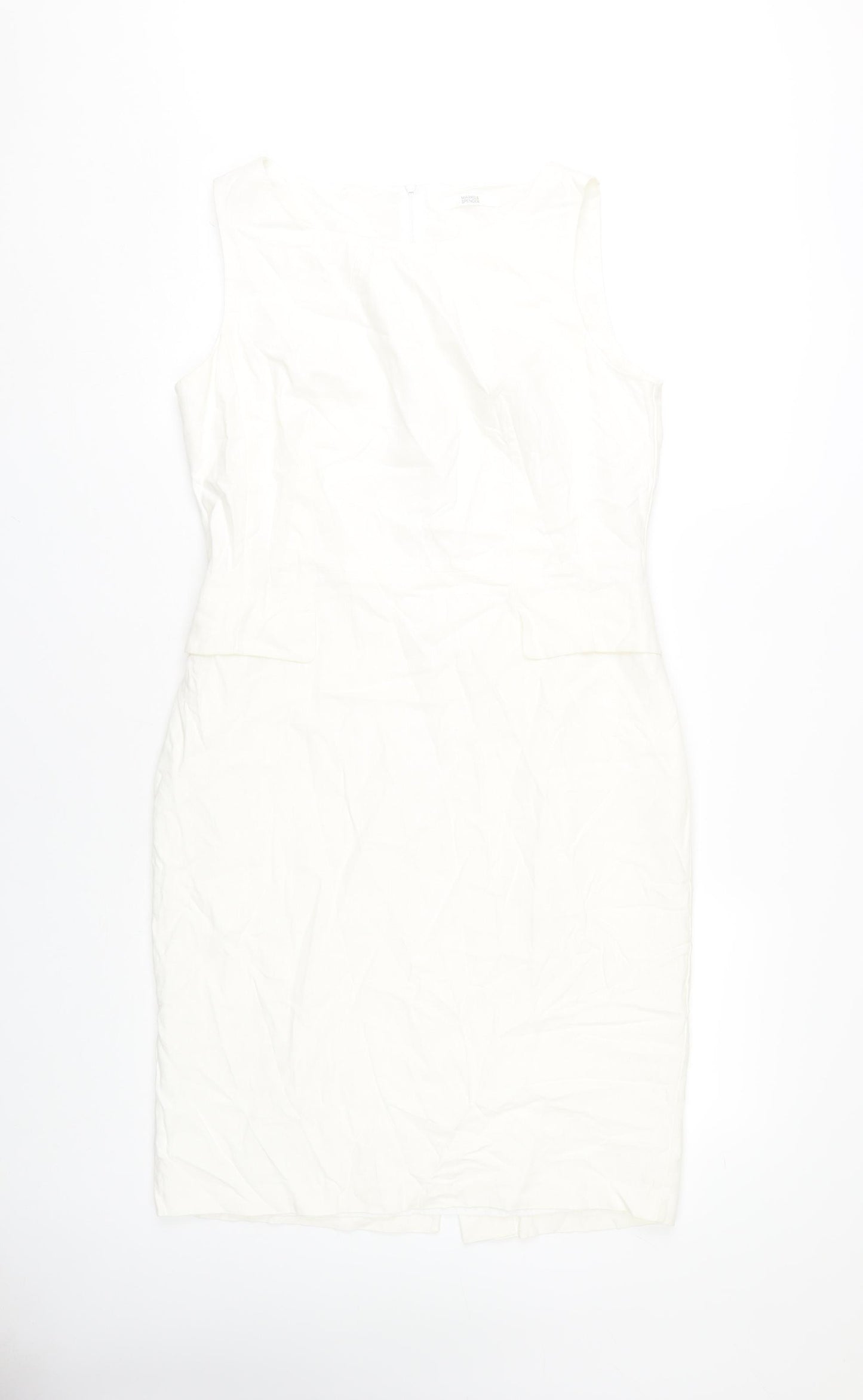 Marks and Spencer Women White Linen Dress Size 14