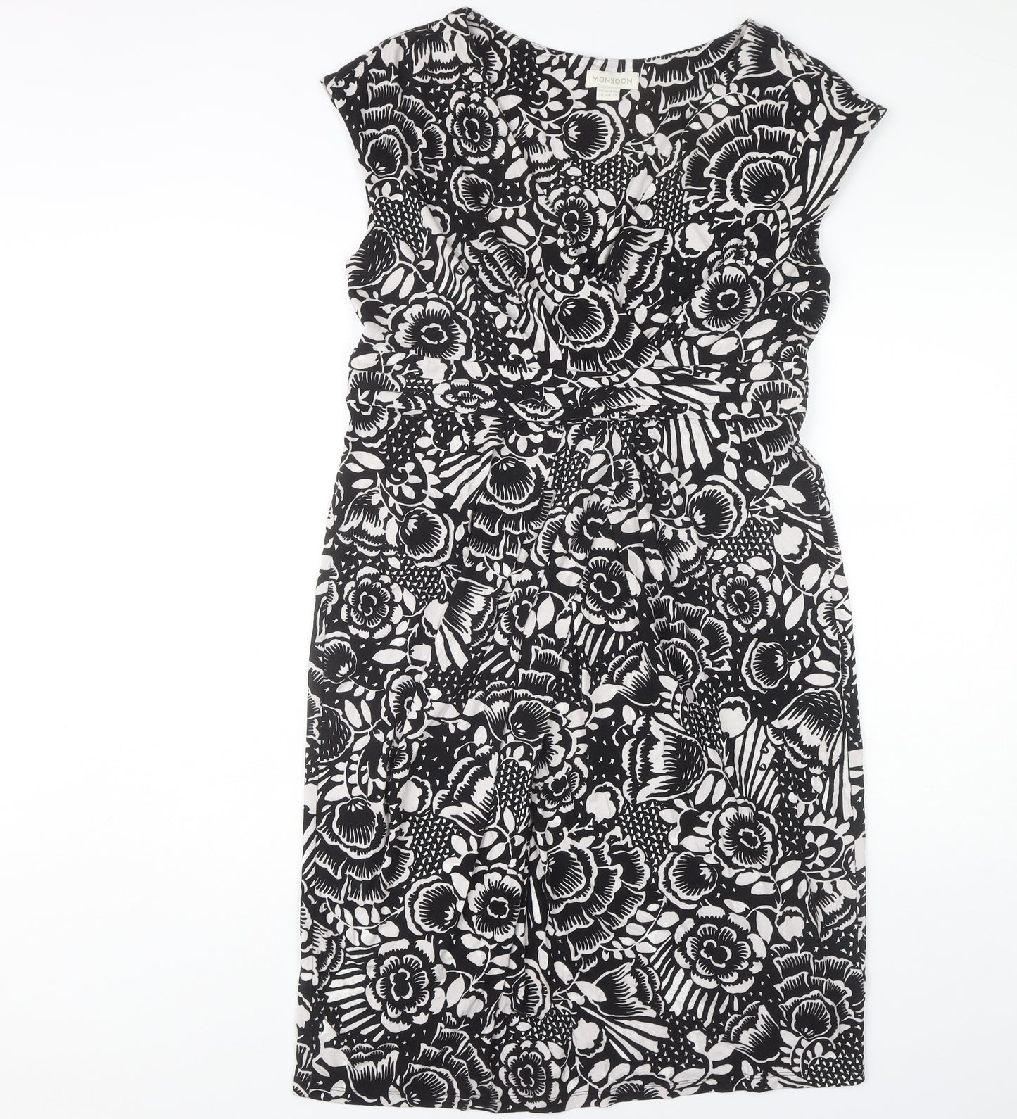 Monsoon Women's Black Floral Shift Dress Size 16