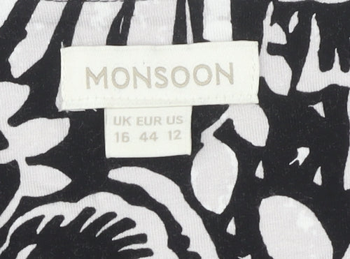Monsoon Women's Black Floral Shift Dress Size 16