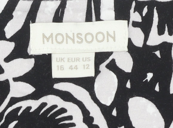 Monsoon Women's Black Floral Shift Dress Size 16