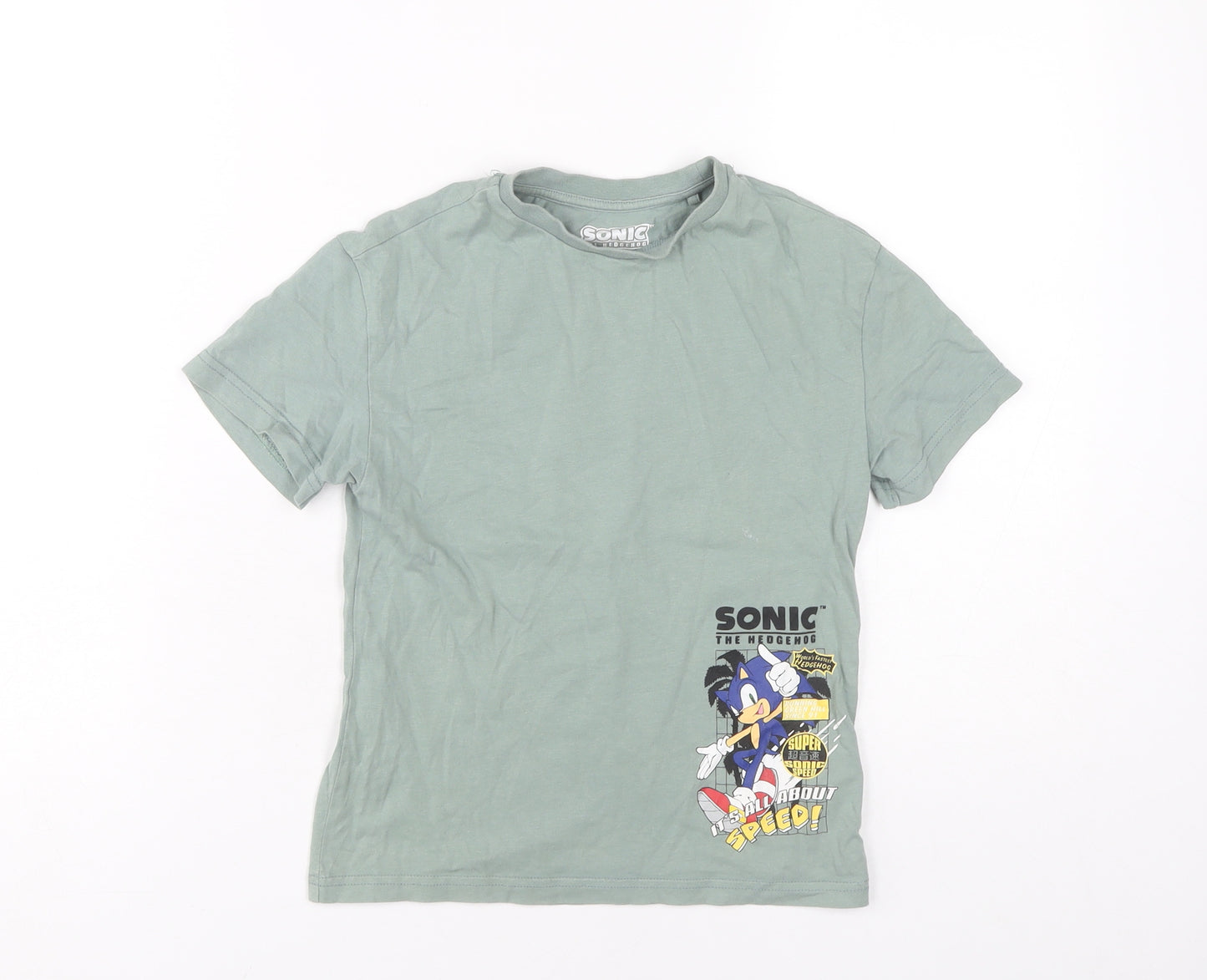 SEGA Boys Green Sonic T-Shirt, 5-6 Years, Graphic Print