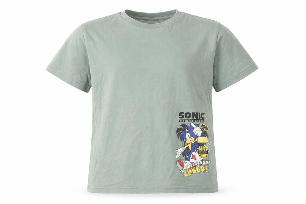 SEGA Boys Green Sonic T-Shirt, 5-6 Years, Graphic Print
