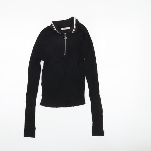 Pull&Bear Black Slim Jersey Women's Blouse XS