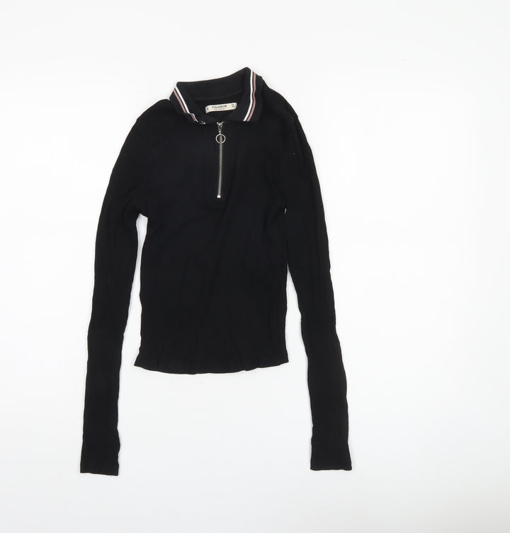 Pull&Bear Black Slim Jersey Women's Blouse XS