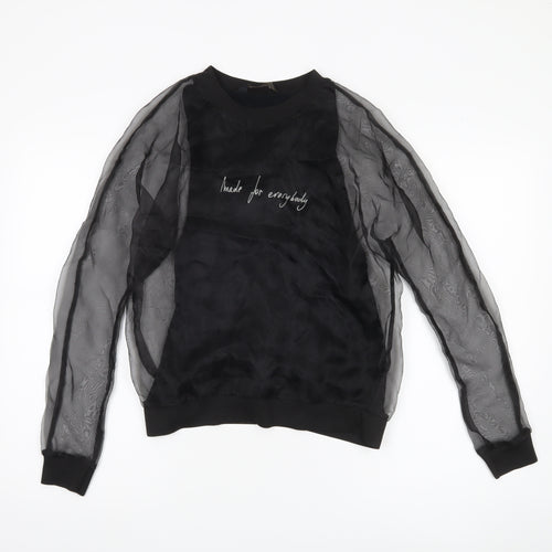 Zara Women’s Black XS Sheer Mesh Sleeve Blouse