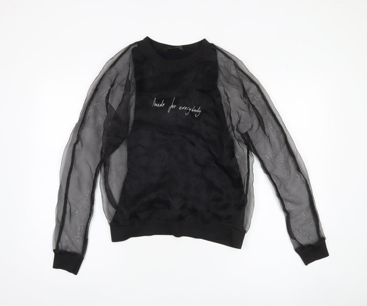 Zara Women’s Black XS Sheer Mesh Sleeve Blouse