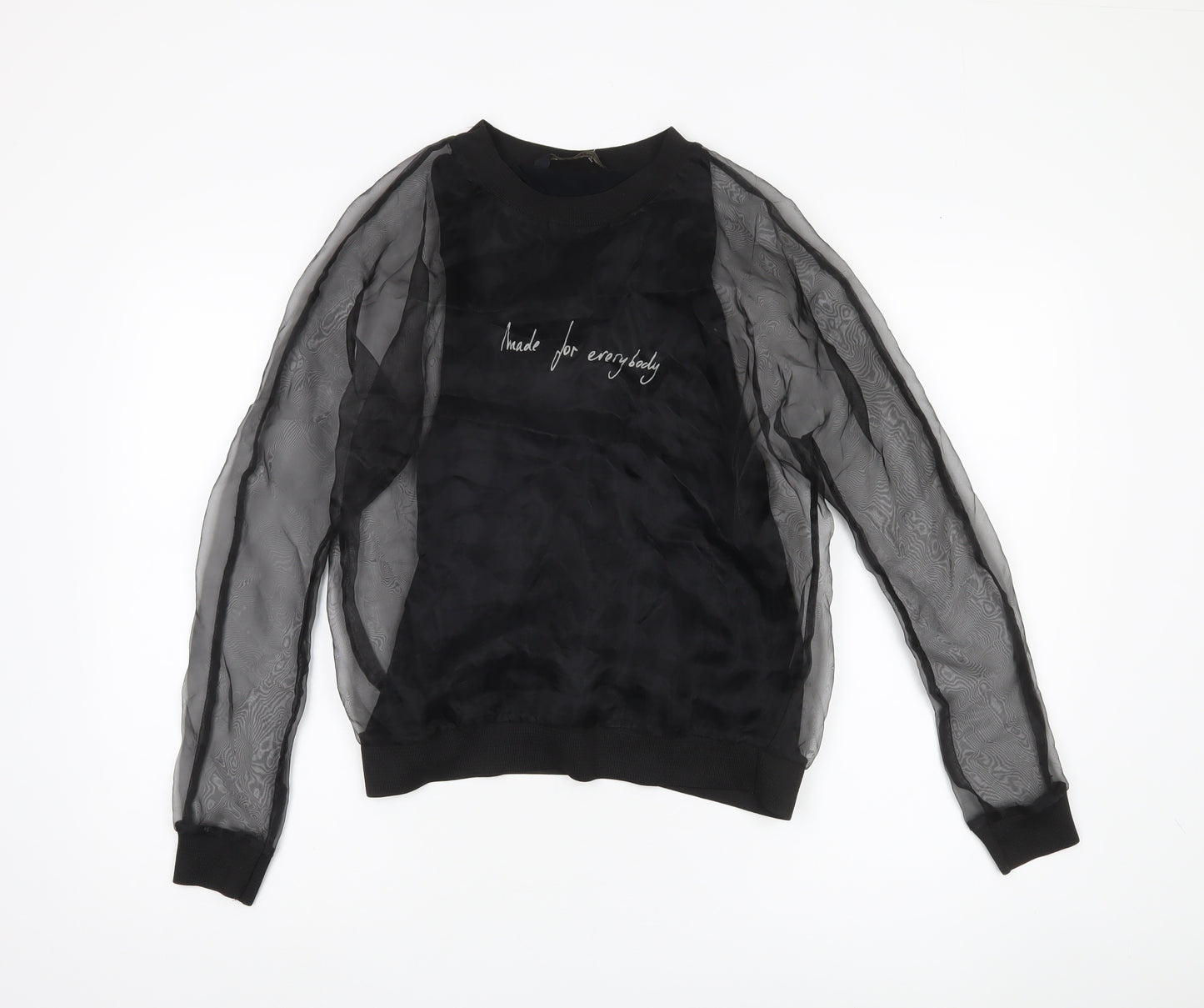 Zara Women’s Black XS Sheer Mesh Sleeve Blouse