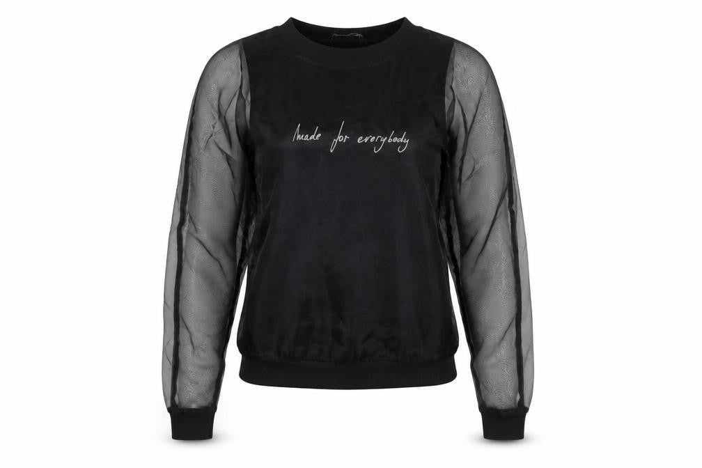 Zara Women’s Black XS Sheer Mesh Sleeve Blouse