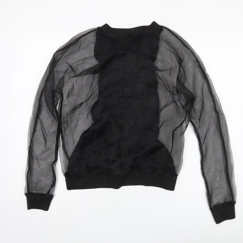 Zara Women’s Black XS Sheer Mesh Sleeve Blouse