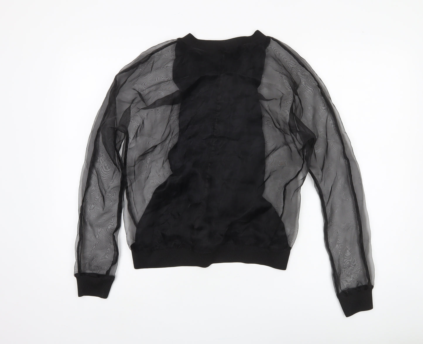 Zara Women’s Black XS Sheer Mesh Sleeve Blouse