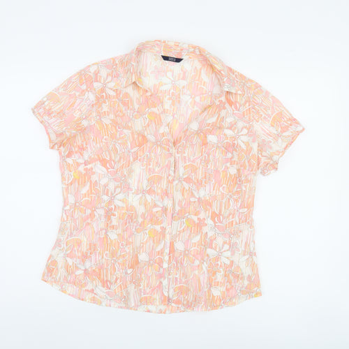 Marks and Spencer Women's Orange Floral Blouse Size 16