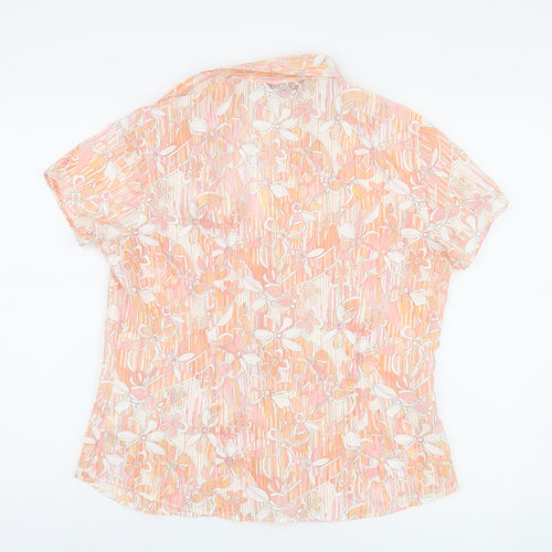 Marks and Spencer Women's Orange Floral Blouse Size 16