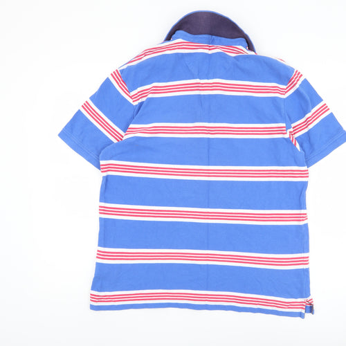 Marks and Spencer Men's Blue Striped Polo L