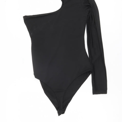 Nasty Gal Women's Black Asymmetric Bodysuit Size 6