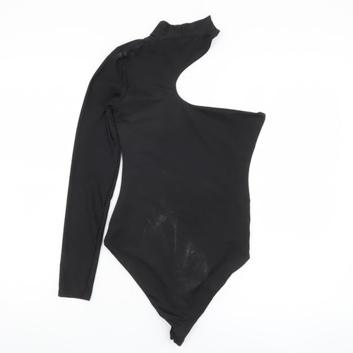 Nasty Gal Women's Black Asymmetric Bodysuit Size 6