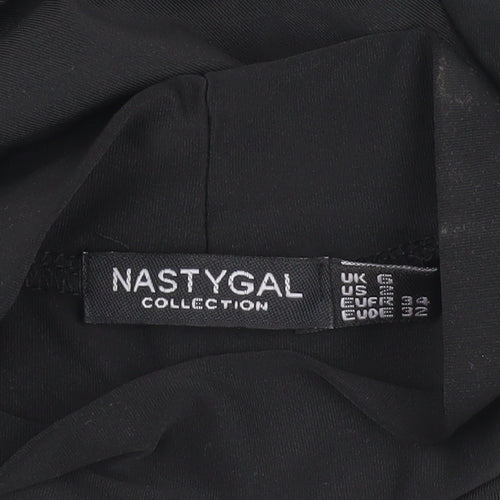 Nasty Gal Women's Black Asymmetric Bodysuit Size 6
