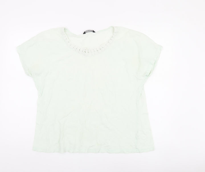 VIZ-A-VIZ Women's White Short Sleeve T-Shirt Size 16