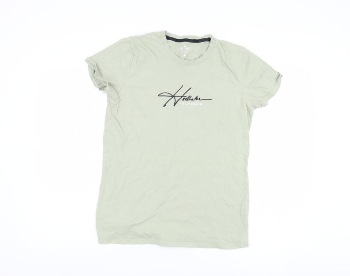 Hollister Men's Green Crew Neck T-Shirt - Size S