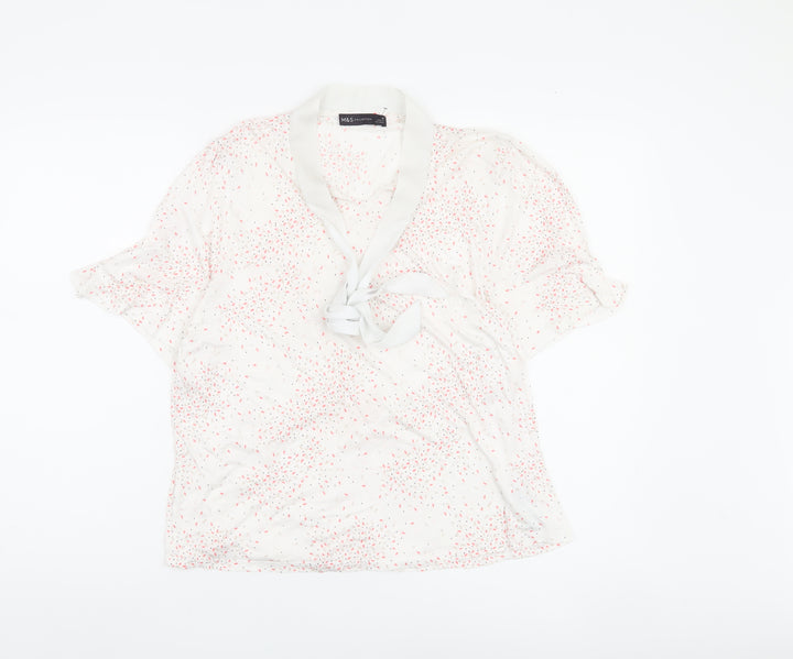 Marks and Spencer Women's White Blouse - Size 18 - Tunic Style