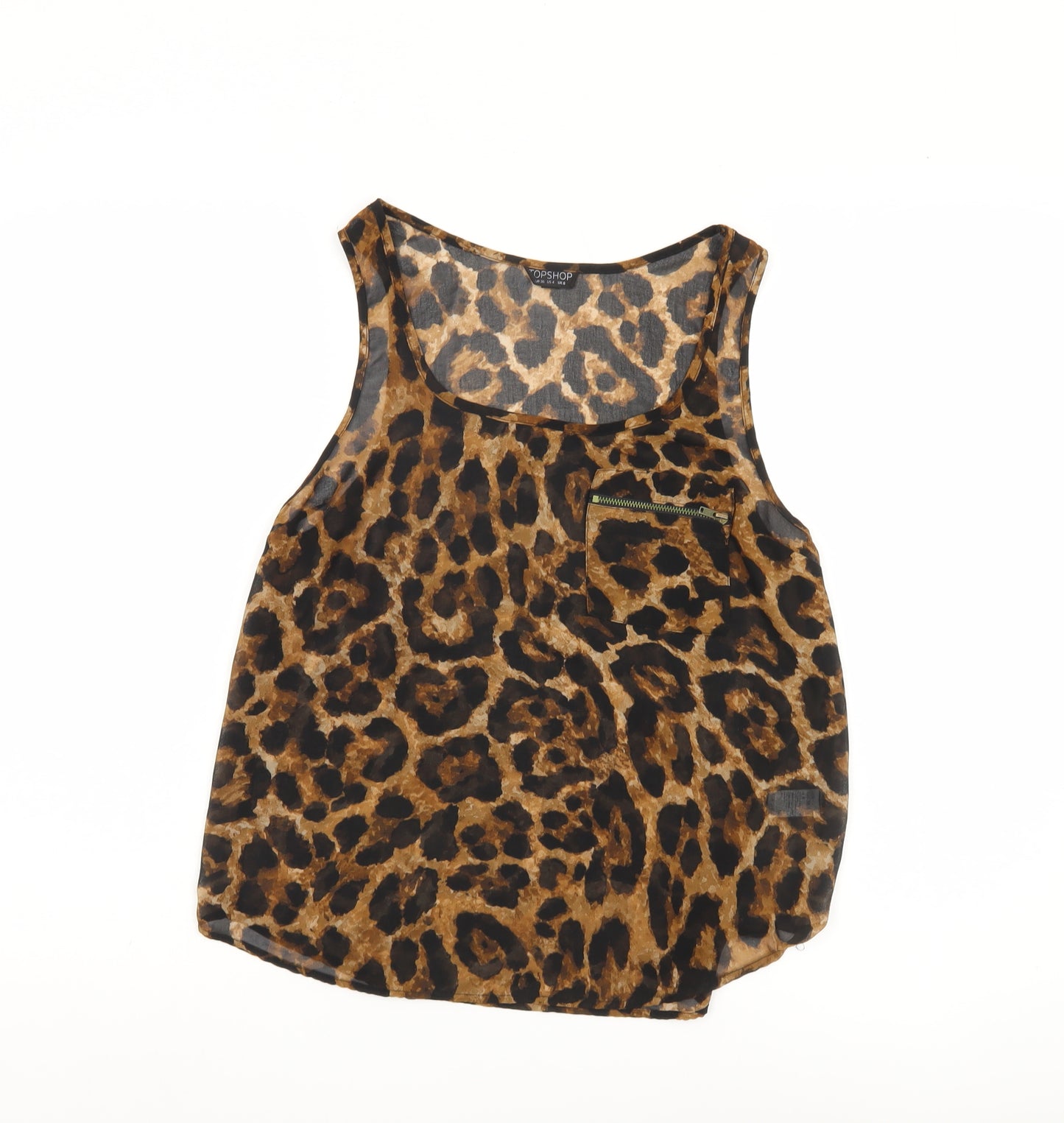 Topshop Women's Brown Leopard Print Tank Top Size 8