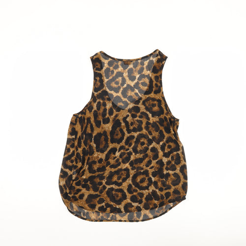Topshop Women's Brown Leopard Print Tank Top Size 8