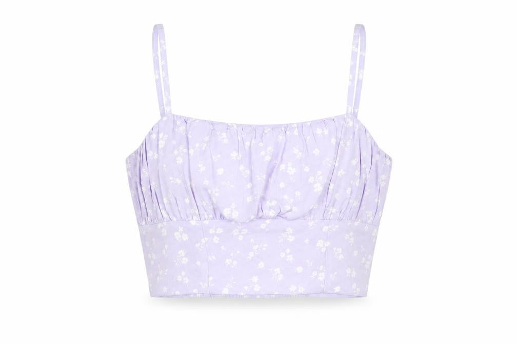 Front view of Jack Wills Women's Purple Cropped Camisole Top