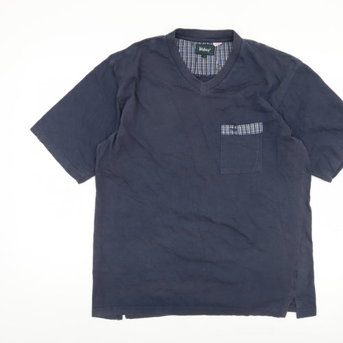 Wolsey Men's Blue Cotton V-Neck T-Shirt - Size L