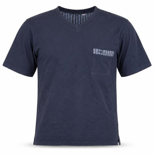 Wolsey Men's Blue Cotton V-Neck T-Shirt - Size L
