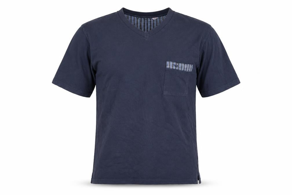 Wolsey Men's Blue Cotton V-Neck T-Shirt - Size L
