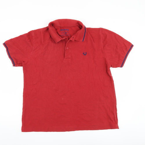 True Religion Red Men's Polo Shirt, Size L, Collared