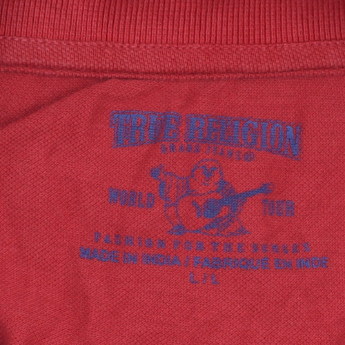 True Religion Red Men's Polo Shirt, Size L, Collared