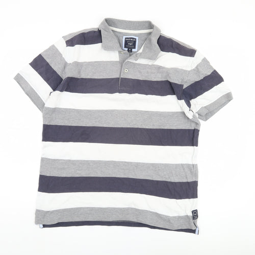 GAZMAN Men's Grey Striped Polo Shirt Size M