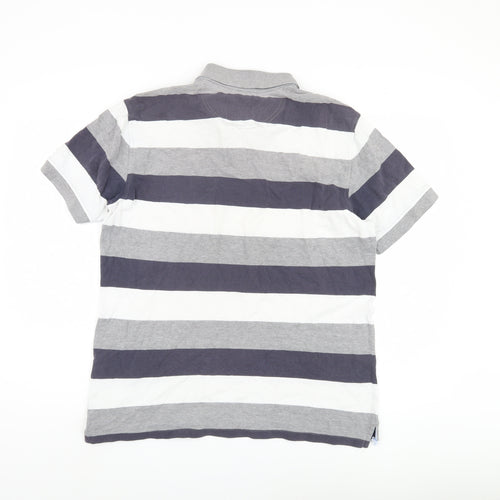 GAZMAN Men's Grey Striped Polo Shirt Size M