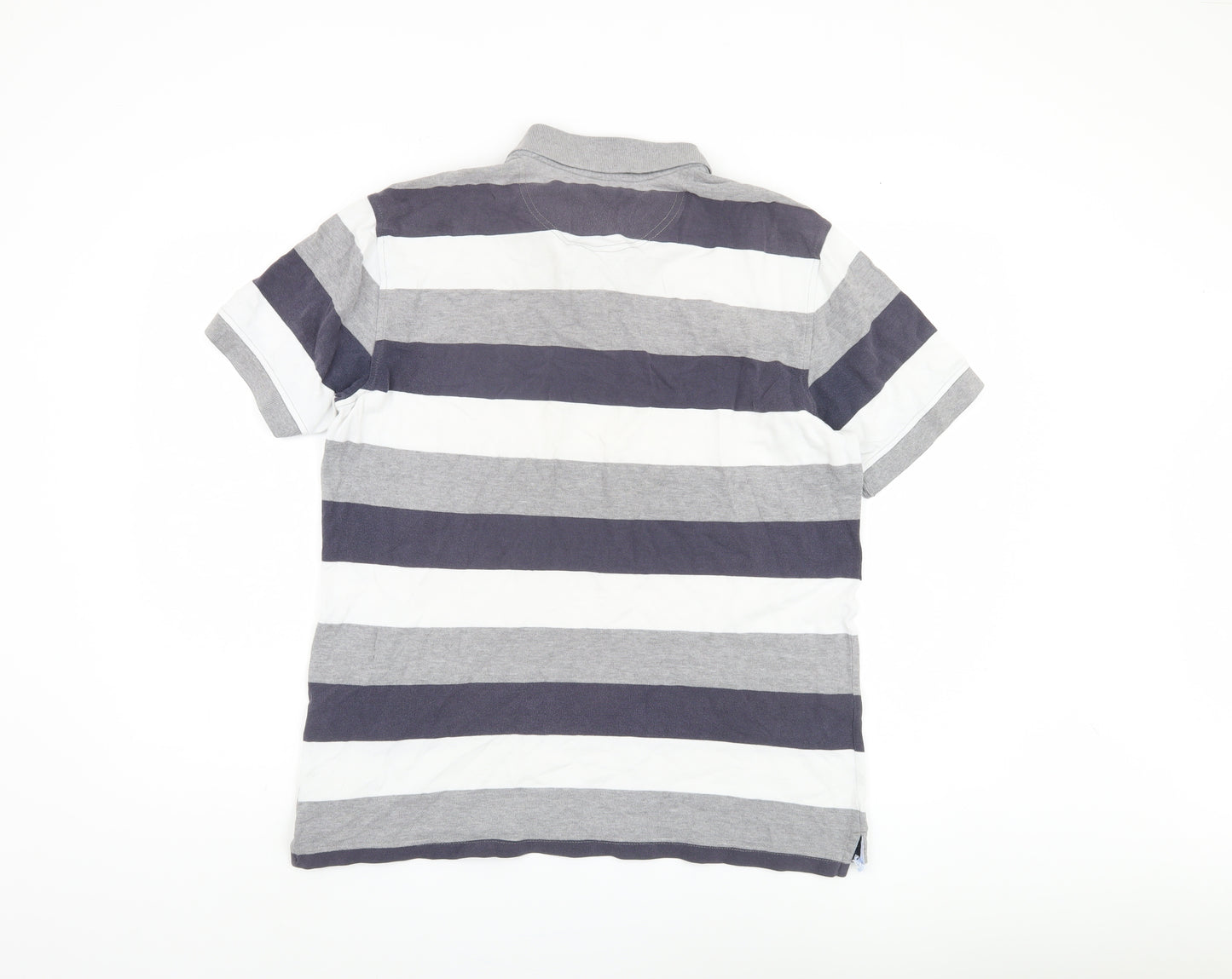 GAZMAN Men's Grey Striped Polo Shirt Size M