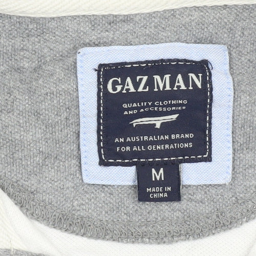 GAZMAN Men's Grey Striped Polo Shirt Size M