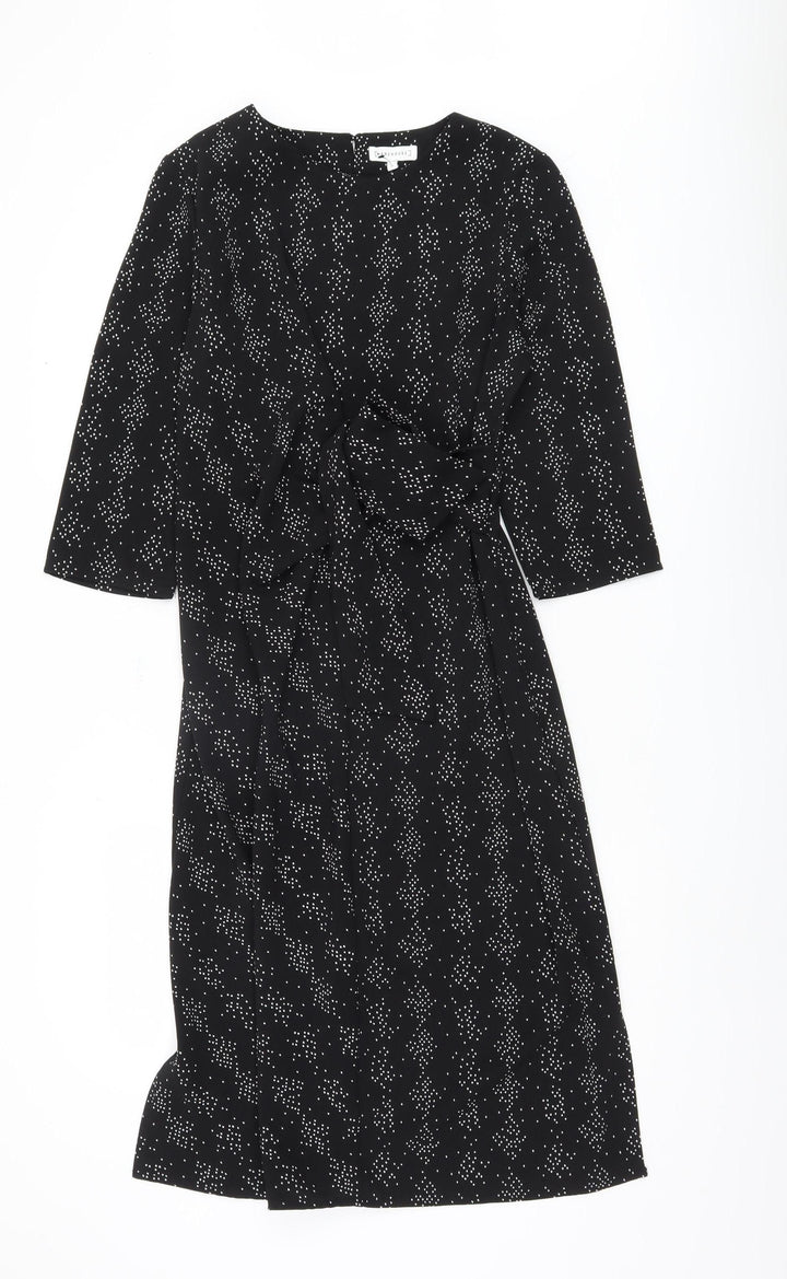 Warehouse Women's Black Geometric Knee Dress Size 10