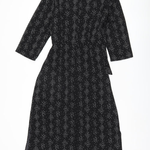 Warehouse Women's Black Geometric Knee Dress Size 10