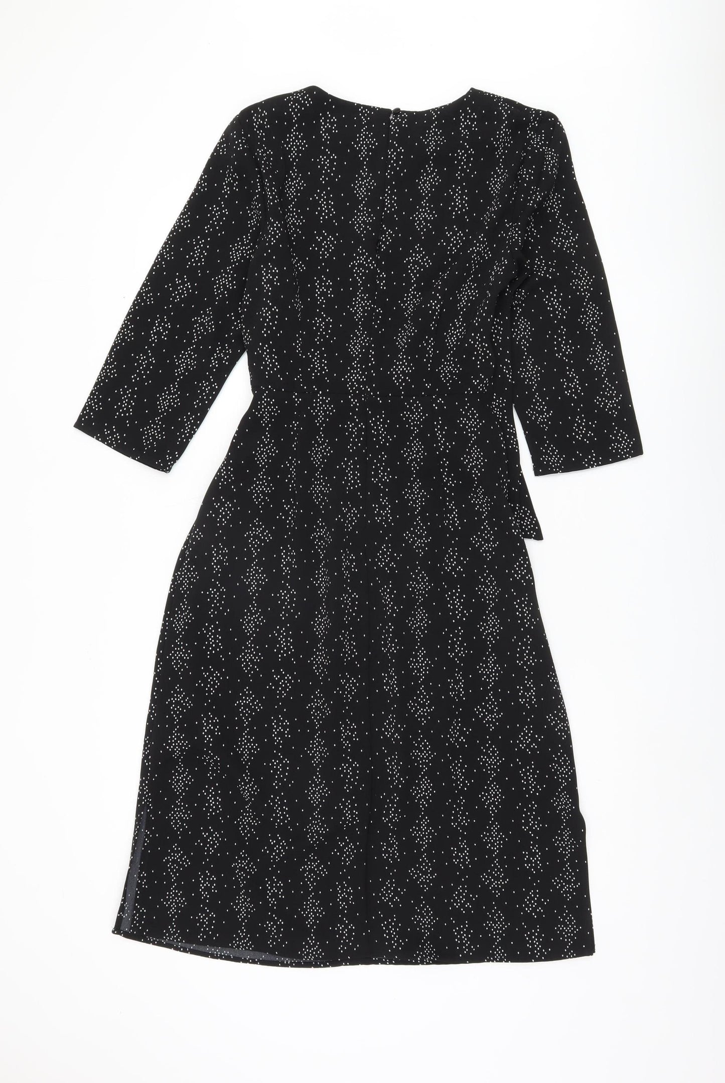 Warehouse Women's Black Geometric Knee Dress Size 10