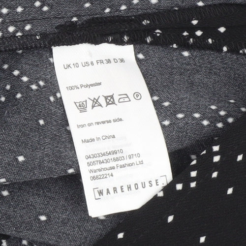 Warehouse Women's Black Geometric Knee Dress Size 10